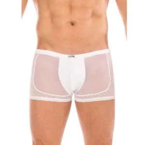 boxer branco sensual transparente renda fina malha suave elegante charmosa feminino cintura baixa elástico confortável poliamida elastano