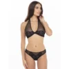 conjunto lingerie sutiã calcinha renda tule transparente fecho ajustável pescoço ganchos costas nylon spandex sensual elegante