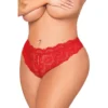 tanga vermelha renda tamanho grande virilha aberta tiras traseiras cintura elástico macia confortável nylon elastano sensual lingerie