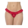 calcinha aberta vermelha renda floral babados laço decorativo poliamida elastano sensual feminina sexy delicada confortável ajustável leve elegante íntima