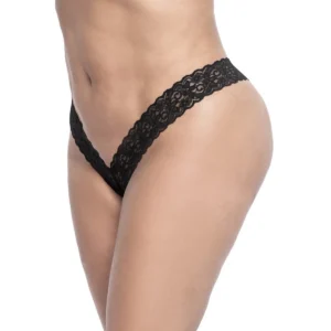 fio dental brasileiro renda preta fina sedosa corte tamanho grande realça curvas sensual sexy nylon elastano