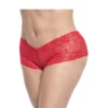 shorty renda vermelha tamanho grande elástico ultra macia nylon elastano confortável sensual lingerie feminina cintura baixa