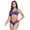 conjunto renda roxa alças largas pretas estampadas sutiã floral calcinha combinando Mapalé poliamida elastano sensual suporte ajustável acinturado