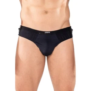 fio dental preto tanga botões pressão laterais dupla corte design confortável sensual provocante poliamida elastano ajuste leve minimalista durável modelagem
