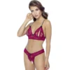 conjunto renda vermelha floral sedutora sutiã copas abertas alças ajustáveis tanga virilha aberta lacinhos pretos delicados coleção Cottelli poliamida spandex