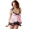 camisola rosa forrada sedosa macia renda floral preta decote bordas laço acetinado seios alças ajustáveis fio dental