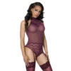 body bordô lingerie feminina sensual porta jarreteiras poliéster elastano modelagem ajustada tecido elástico acabamento reforçado
