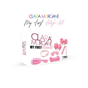 kit fetiche Clara Morgane rosa iniciação bondage iniciantes acessórios máscara chicote corda longa algemas tornozelos guia mordaça