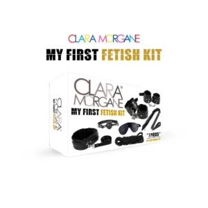 Kit Fetiche Clara Morgane Iniciação BDSM Preto Máscara Chicote Corda Longa Algemas Punhos Tornozelos Coleira 10cm Mordaça Iniciantes
