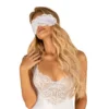 máscara branca sensual misteriosa feminina elegante delicada rendada cetim macia confortável ajustável fita laço romântica provocante sedutora