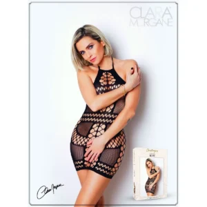 pequeno vestido preto rede efeito segunda pele aberturas estratégicas fecho pescoço tecido poliamida elastano modelagem sensual marcante curvas