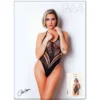 body preto renda semitransparente efeito fio fecho pescoço costas nuas vazado barriga elástico segunda pele silhueta realçada busto adaptável sensual