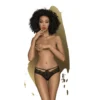 calcinha rendada preta sexy elegante lúdica macia alta qualidade floral padrão laços tiras estreitas frontal traseiras ajustável confortável sedutora delicada