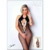 bodystocking rede preta decote costas profundo sensual elegante justo elástico ajustado poliamida elastano transparência busto realce feminina lingerie