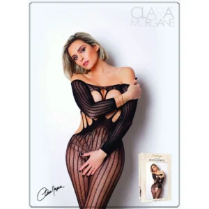 bodystocking claramorgane mangascompridas ombrosdescobertos seiosdescobertos florlótus virilha ajusteperfeito tecidoelastico justo sensual elegante modelagemjusta poliamida elastano acabamentofino formatoergonômico transparencialeve
