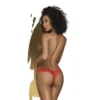 fio dental vermelho renda floral laço sensual corte brasileiro justo realça nádegas quadris lingerie delicada provocante