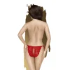 calcinha renda macia vermelha sensual ajustável laço lateral abertura virilha floral delicada confortável sedutora transparente elástica erótica
