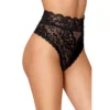 calcinha cintura alta renda preta recorte cós costas borda delicada elasticidade conforto modelagem clássica feminina sensual lavagem manual