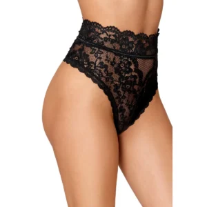 calcinha cintura alta renda preta recorte cós costas borda delicada elasticidade conforto modelagem clássica feminina sensual lavagem manual
