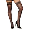 meia arrastão estampa leopardo tonalidade marrom faixa elástica listrada ligas pretas transparentes nylon elastano ajuste alto sensual lavagem manual frio