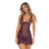 camisola rede fina bordô decote magnífico seios abertos pequeno laço cetim costas nuas alças ajustáveis gancho tanga preta nylon elastano