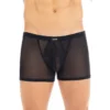 boxer rede preto malibu transparente fina malha sexy confortável elástico cintura ajuste respirável leve sedutor poliamida elastano