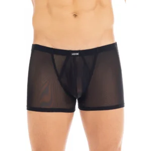 boxer rede preto malibu transparente fina malha sexy confortável elástico cintura ajuste respirável leve sedutor poliamida elastano