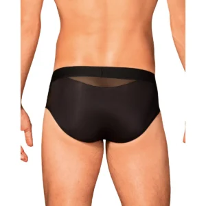 cueca masculina preta liso malha transparente corte sedutor confortável elegante sofisticada pingente prateado ajuste anatômico poliamida elastano respirável clássico sensual