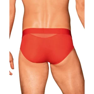 slip Boldero vermelho masculino clássico corte malha transparente laterais superior sensual conforto comodidade pingente prata materiais flexíveis agradáveis poliamida elastano