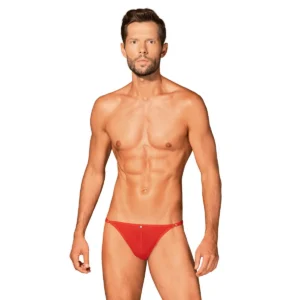 tanga masculina vermelha obsessiver sensual sexy ajustavel tiras laterais conforto tecido poliamida elastano monograma elegante provocante