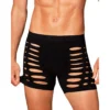 boxer curto masculino preto sensual provocante quente aconchegante elástico nylon elastano recortes tentadores corte realce silhueta visual moderno confortável