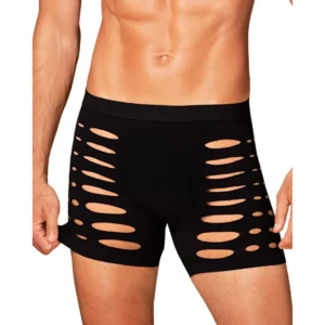 boxer curto masculino preto sensual provocante quente aconchegante elástico nylon elastano recortes tentadores corte realce silhueta visual moderno confortável