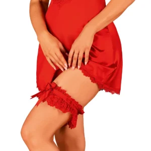 jarreteira vermelha renda delicada sedutora sensual laço cetim faixa elástica ajuste perfeito toque macio poliamida elastano feminina noite ardente elegante