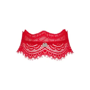 colar renda vermelha sensual provocante sexy pingente frontal acessório joalheria fecho ajustável corrente decorativa luminosa tecido delicado poliamida elastano