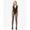 meia calça preta lantejoulas lurex prateado efeito glamouroso padrão sensual coxa listras finas imitação cinta liga faixa T