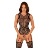 bodystocking preto tentador picante entrepernas aberto arrastão floral geométrico padrão tecido macio elástico tiras sexy recorte costas alças duplas