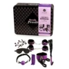 BDSM conjunto luxuoso sedutor oito peças preto roxo vegano couro sintético chicote algemas tornozeleiras cinto cruzado corda amarras