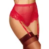 fio dental vermelho cintura alta sensual sexy ligas destacáveis integradas ajustável modeladora realce silhueta tecido poliéster elastano confortável