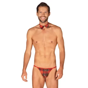 Tanga fio dental Natal estampada sensual ajustável pingente brilhante gravata borboleta vermelha elástico macio sedutor festivo