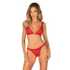 conjunto lingerie vermelho sensual feminino duas peças tanga sutiã renda delicada alças ajustáveis fecho multietapas conector coração dourado