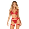 arreio Elianes vermelho tiras intensas ajustáveis alças confortáveis tecido elástico poliamida elastano conector coração dourado detalhe chamativo design sexy sensual