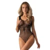 body preto sexy sensual teddy malha delicada visual incrível formas destacadas decote profundo costas padrão decorativo seios entrepernas aberto