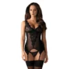 corpete feminino preto renda superior peito veludo floral macio ventre alças ajustáveis ligas decoradas costas laço malha transparente tanga incluída