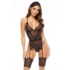 conjunto preto elegante feminino ajustado cintura alta decotev composto poliéster poliamida elastano confortável versátil festa casual