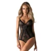 body renda preta floral copas suaves fita destaque busto alças ajustáveis cintura afinada laço acetinado entreperna aberta poliamida elastano
