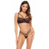Conjunto Rosalinda lingerie preto renda flores vermelhas brilho sutiã fecho ganchos alças ajustáveis detalhes tiras superiores calcinha corte moderno ajuste