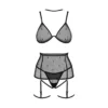 conjunto aniversário especial preto sensual feminino cinto ligas largo destacáveis tanga sutiã copas macias alças duplas colar ajustáveis fecho multinivel