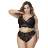 lingerie tamanho grande renda fina floral fibras recicladas sutiã copas duplas alças ajustáveis calcinha cintura alta suave pele clássico sensual