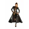 casaco vestido longo comprido elástico vinil justo acinturado fivela prateada decorativa magnético fecho elegante sexy festa noite