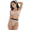 conjunto lingerie duas peças malha geométrica pele sutiã aro alças largas ajustáveis calcinha cintura alta cós elástico preto poliamida elastano